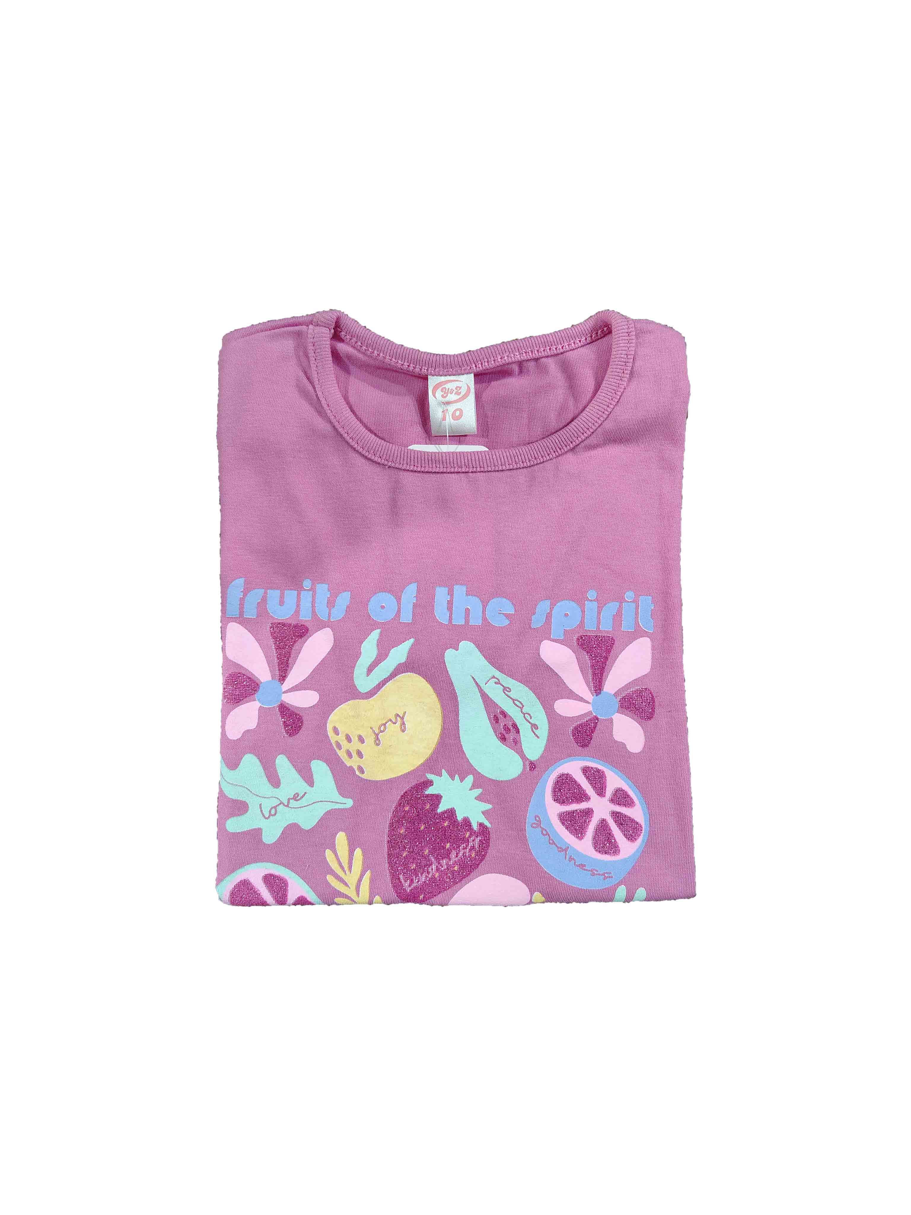 remera rosa de niña con trama