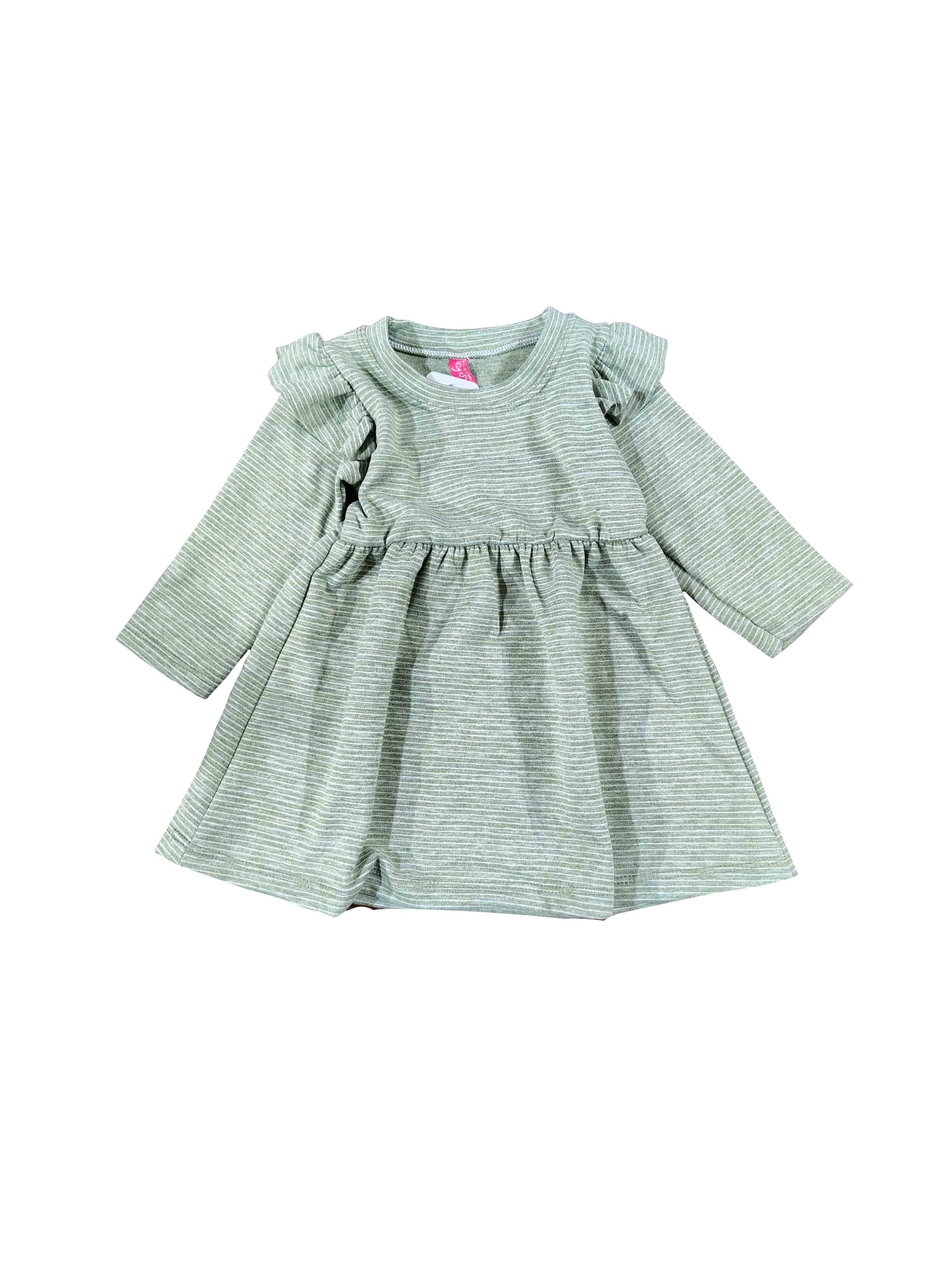 vestido niña bebe verdde claro invierno