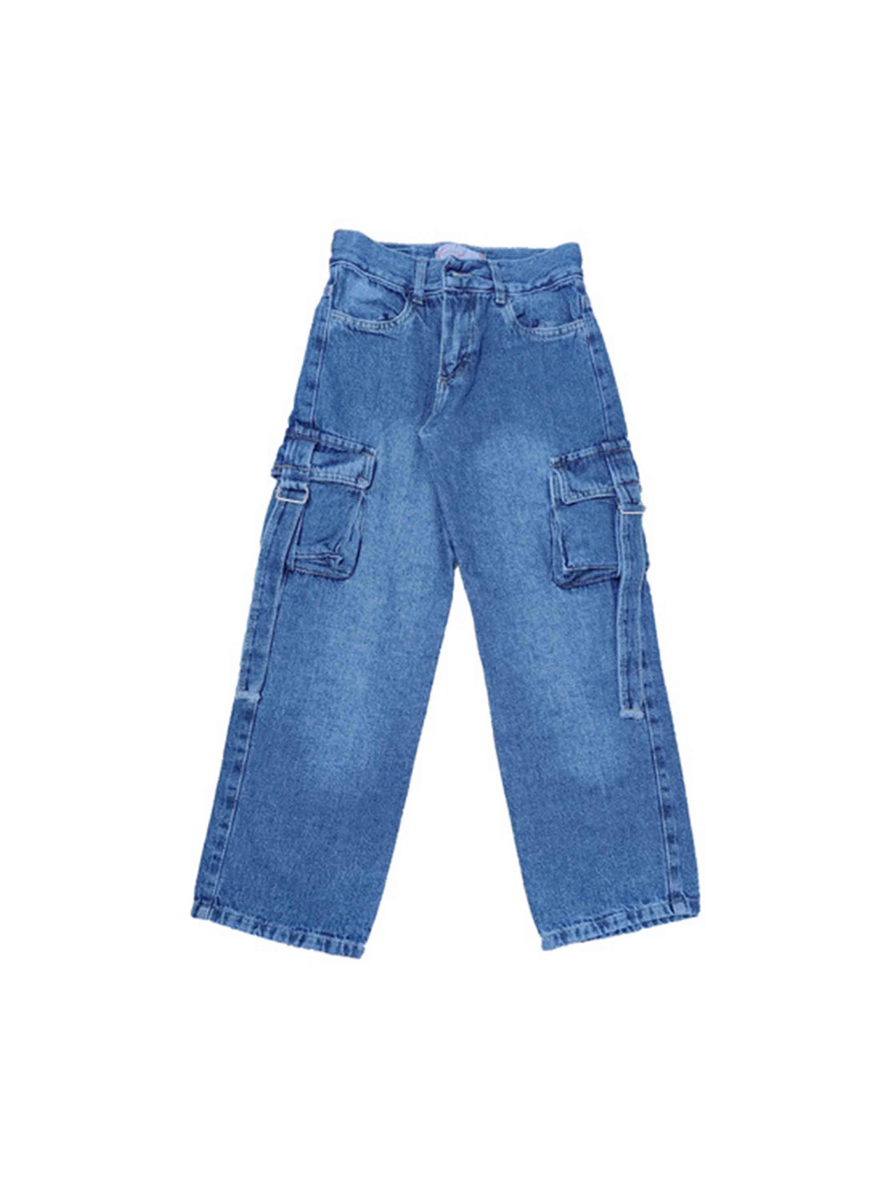 jean cargo de niña celeste 